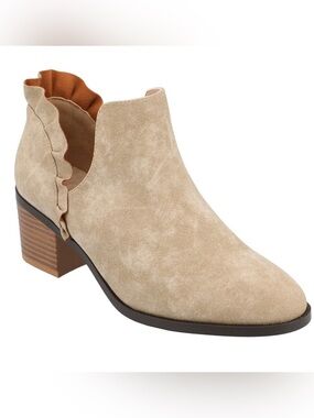 Journee Collection | Women’s Lennie Ruffle Block Heel Booties-Stone-Size 8
